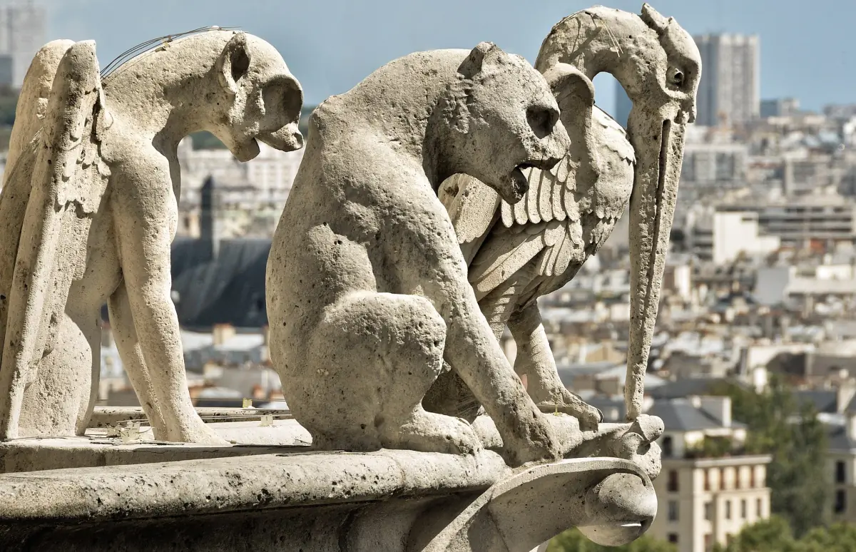 Gargoyles and chimeras on Notre-Dame